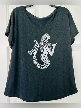 Aloha Mermaid Graphic Tee - Dark Gray